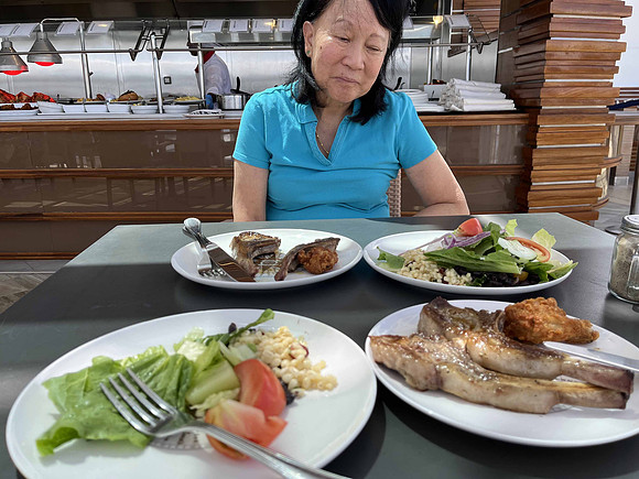 Lunch at the yacht club sun deck buffet