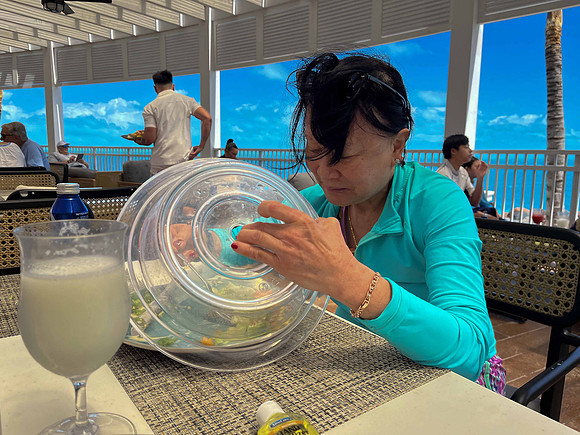 At the Ocean House yacht club restaurant. so windy that day