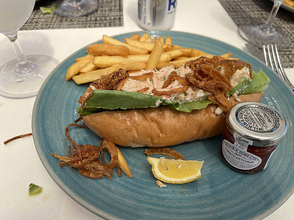 Big lobster roll at the Ocean House restaurant