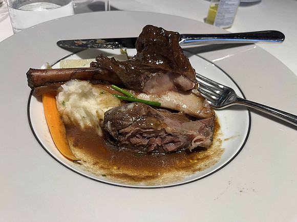 Lamb shank at the yacht club restaurant