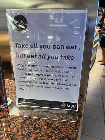 Sign at the main buffet