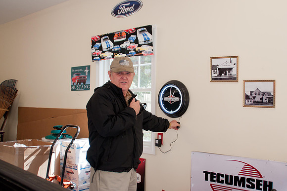 Peter showing his new garage