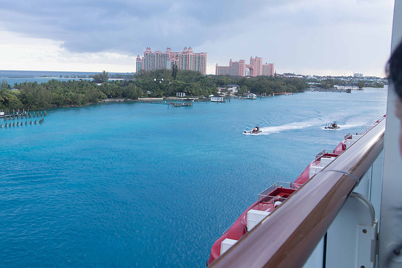 Atlantis is in the background