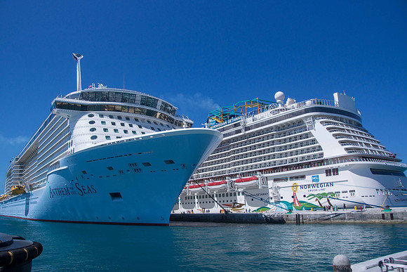 Docked next to the Anthem of the Seas in Nassau