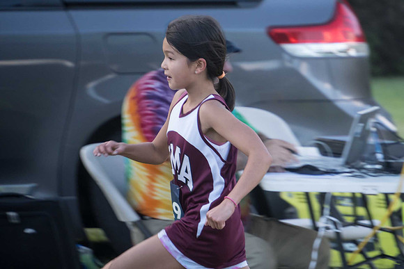 going through the finish line.